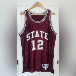 Vintage 90’s Russell Athletic NCAA College State Basketball Jersey Maroon Sz XL
